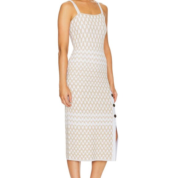 NWT$495 MILLY Sleeveless Intarsia Gradient Zig Zag Midi Tank Bodycon Dress S - Picture 16 of 16